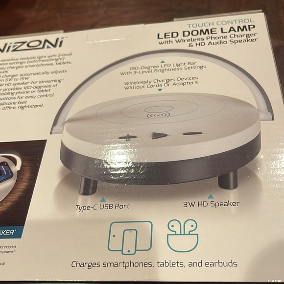 New in box Led Dome Lamp with Wireless Phone Charger and HD Audio Speaker - Picture 9 of 10